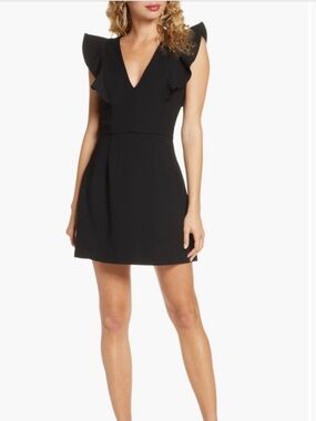French Connection Black Whisper Ruffle Minidress